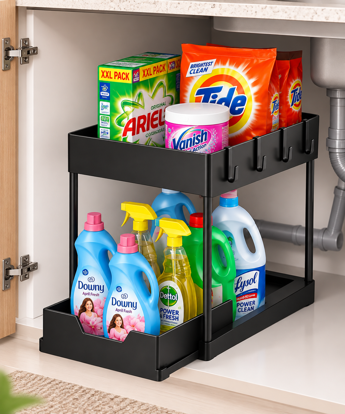 Under Sink Storage Organizer – 2 Tier Multipurpose Rack