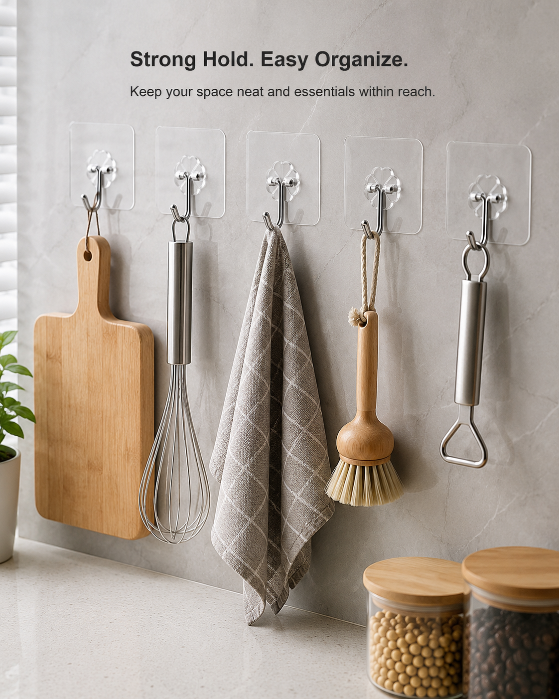 Adhesive Screw Sticker Wall Hooks – Pack of 10 Transparent Hooks
