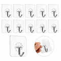 Adhesive Screw Sticker Wall Hooks – Pack of 10 Transparent Hooks