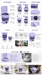 Portable Foldable Washing Machine – 8L Mini Washer