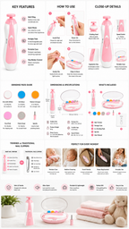 Baby Electric Nail Grinder – 360° Low Noise Nail Trimmer
