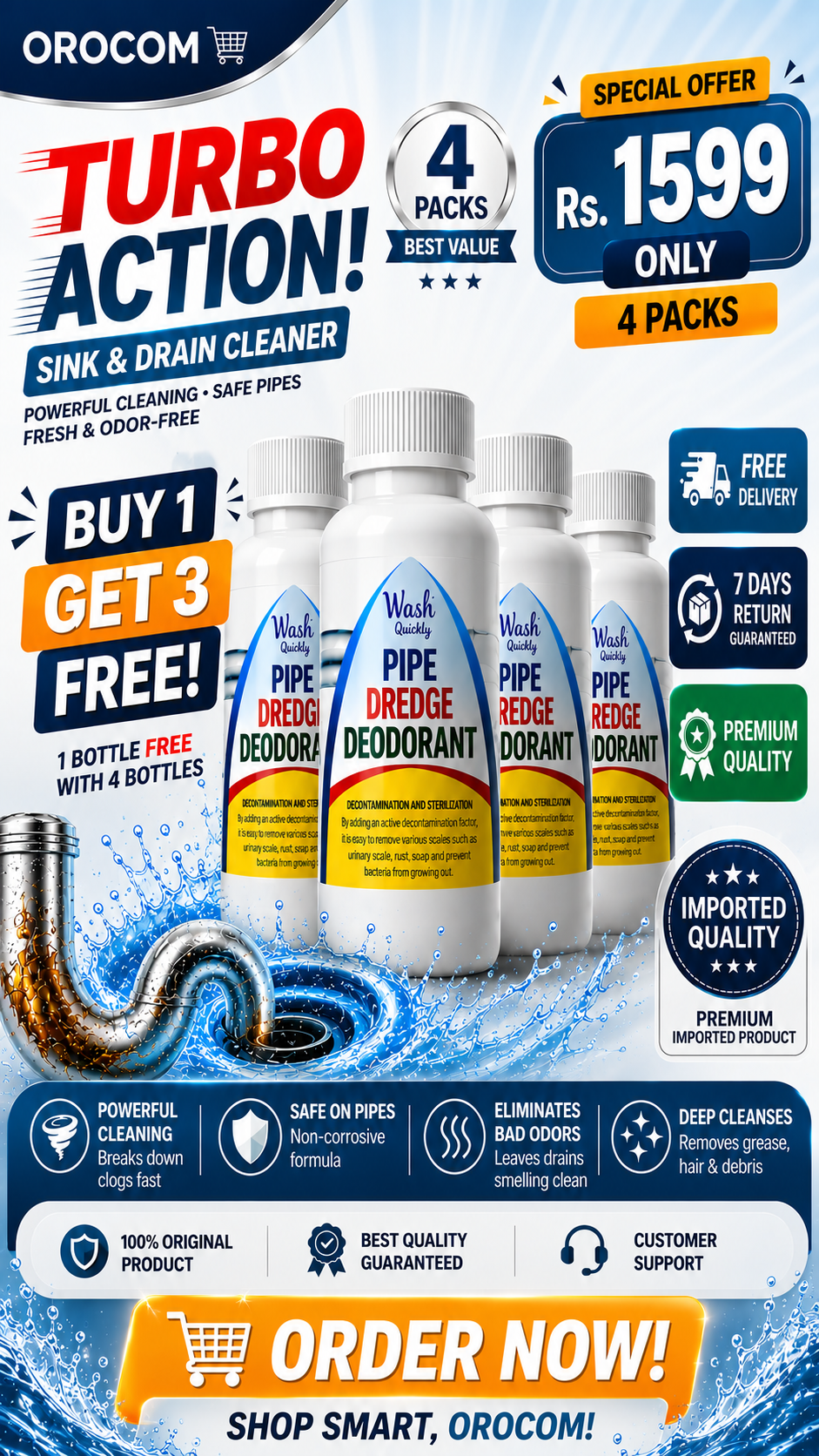 pack of 4 Powerful Sink & Drain Blockage bundle