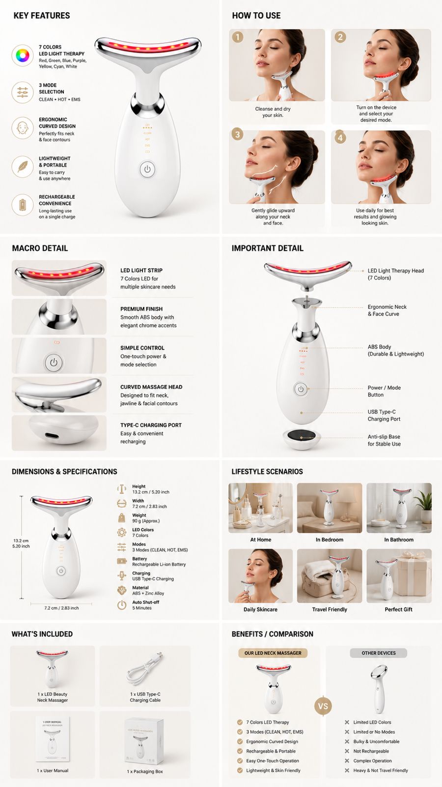 7-Color LED Face & Neck Massager
