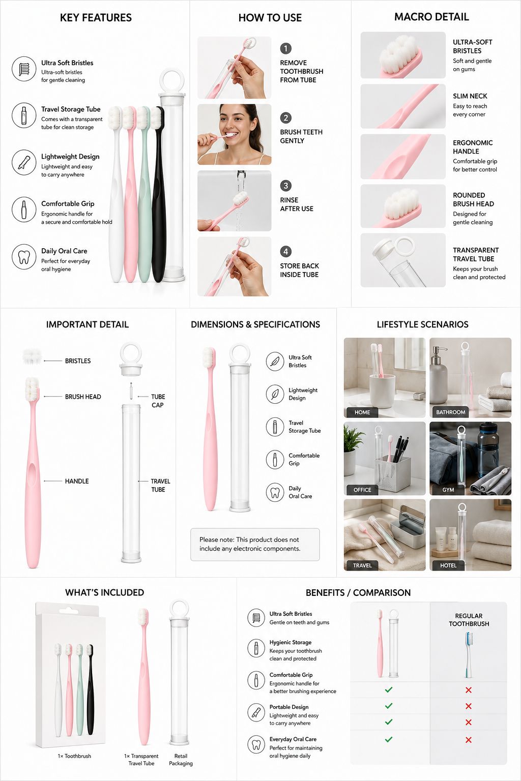 Ultra Soft Nano Bristle Travel Toothbrush