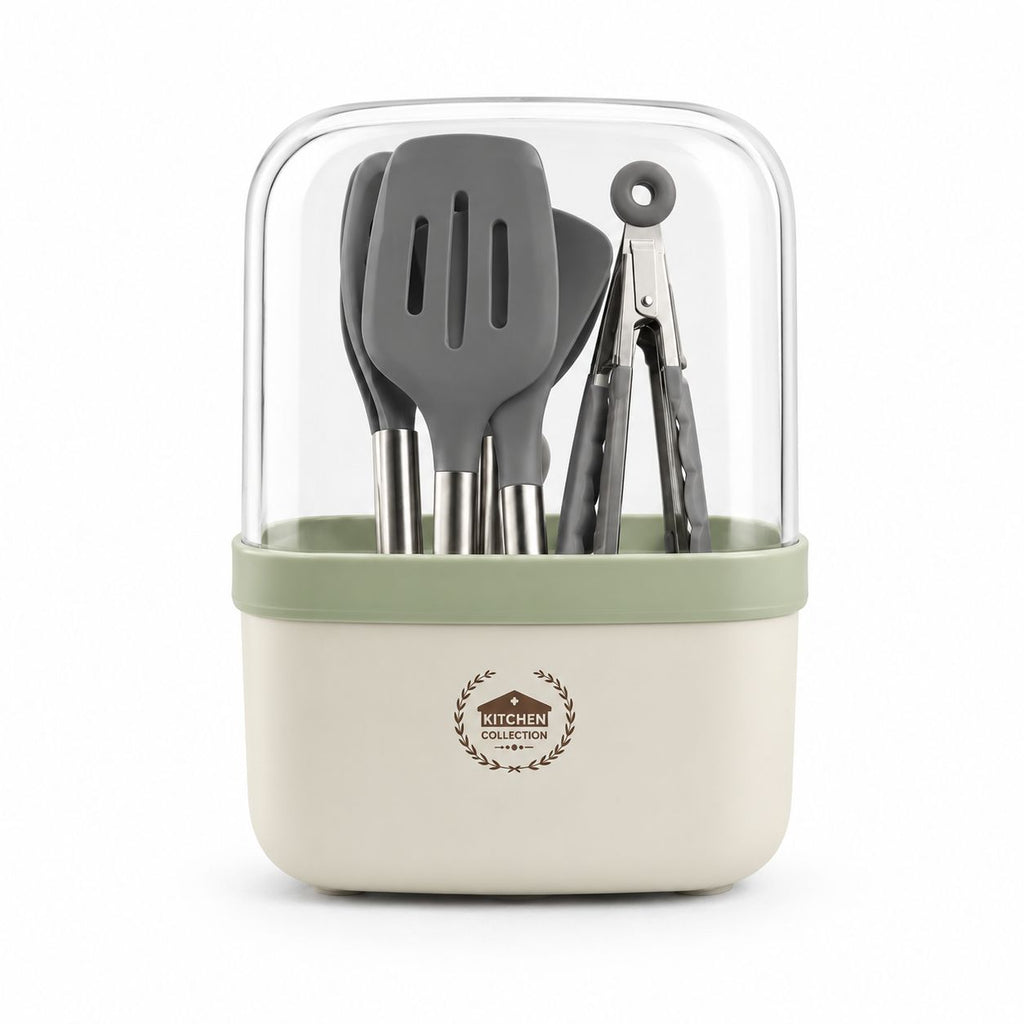 Multipurpose Kitchen Cutlery Holder – Dome Cover with Utensils