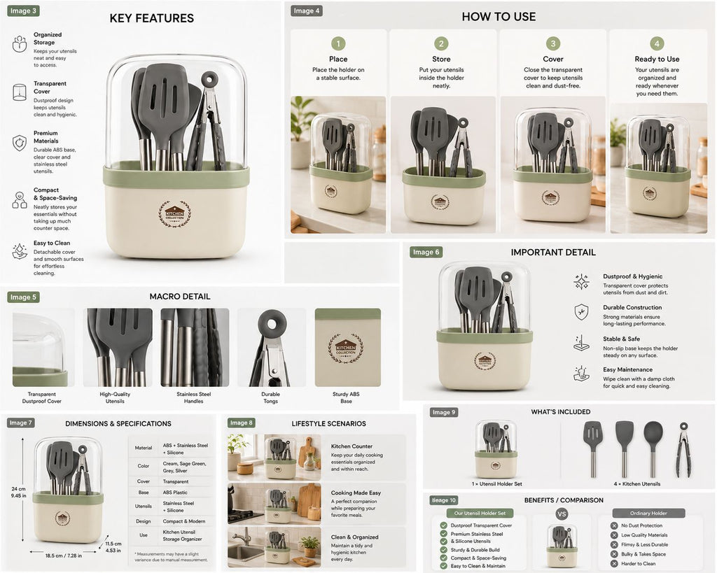 Multipurpose Kitchen Cutlery Holder – Dome Cover with Utensils