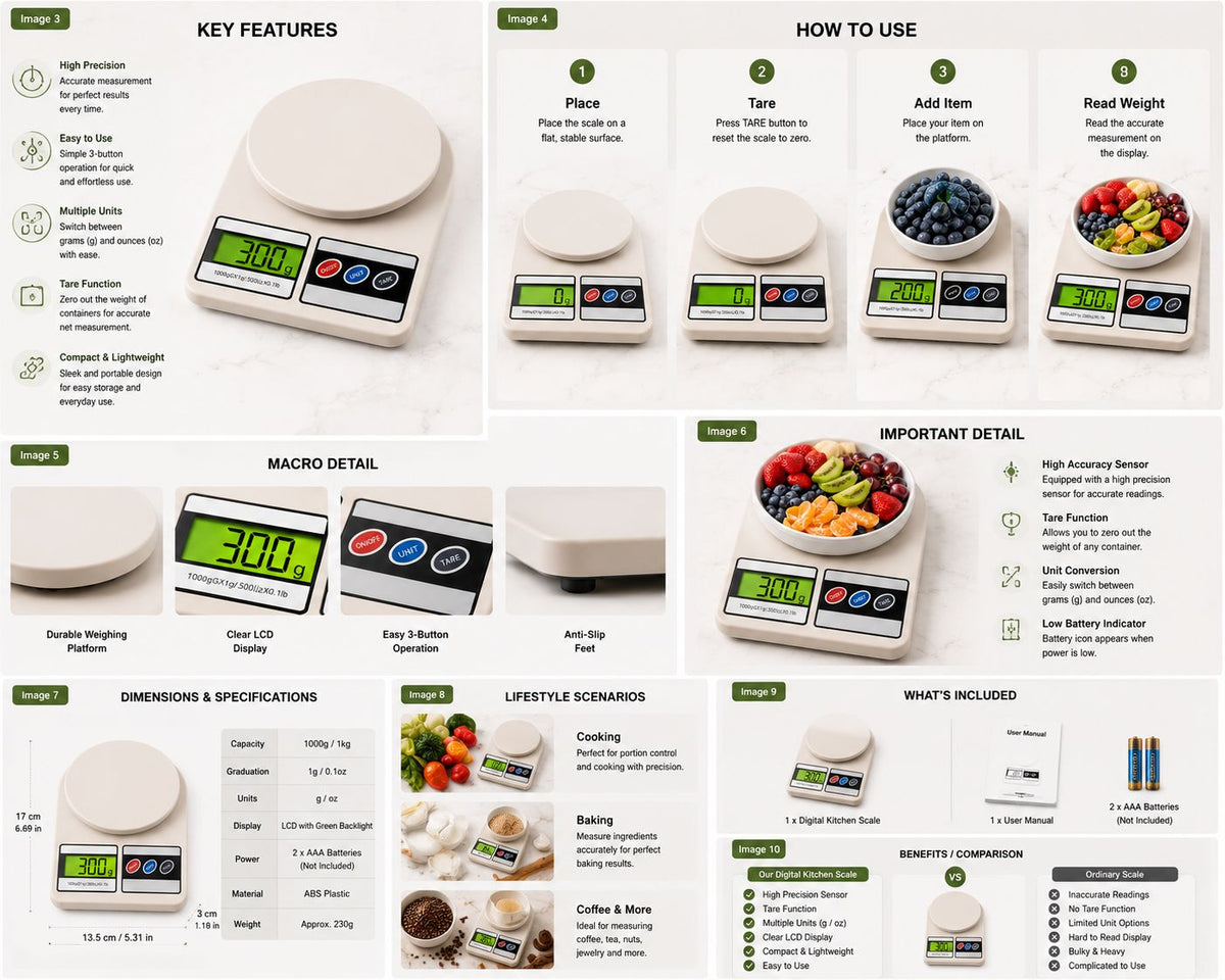 Digital Kitchen Weighing Scale – 5kg LCD Display