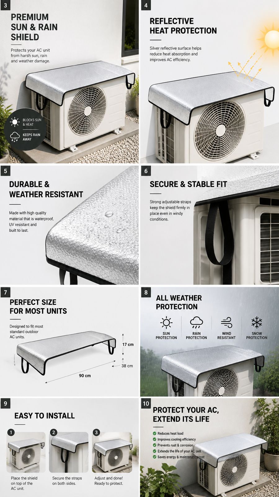Outdoor AC Sun Shade Cover – Waterproof Window AC Cover