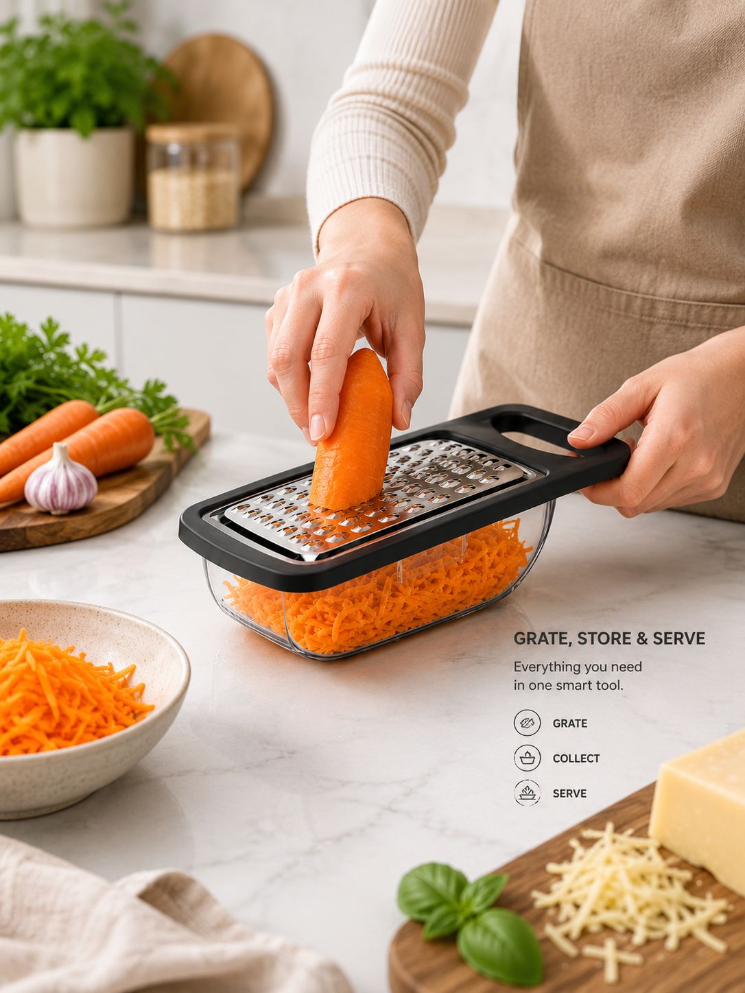 4-in-1 Multi Grater with Storage Case – Kitchen Vegetable Grater