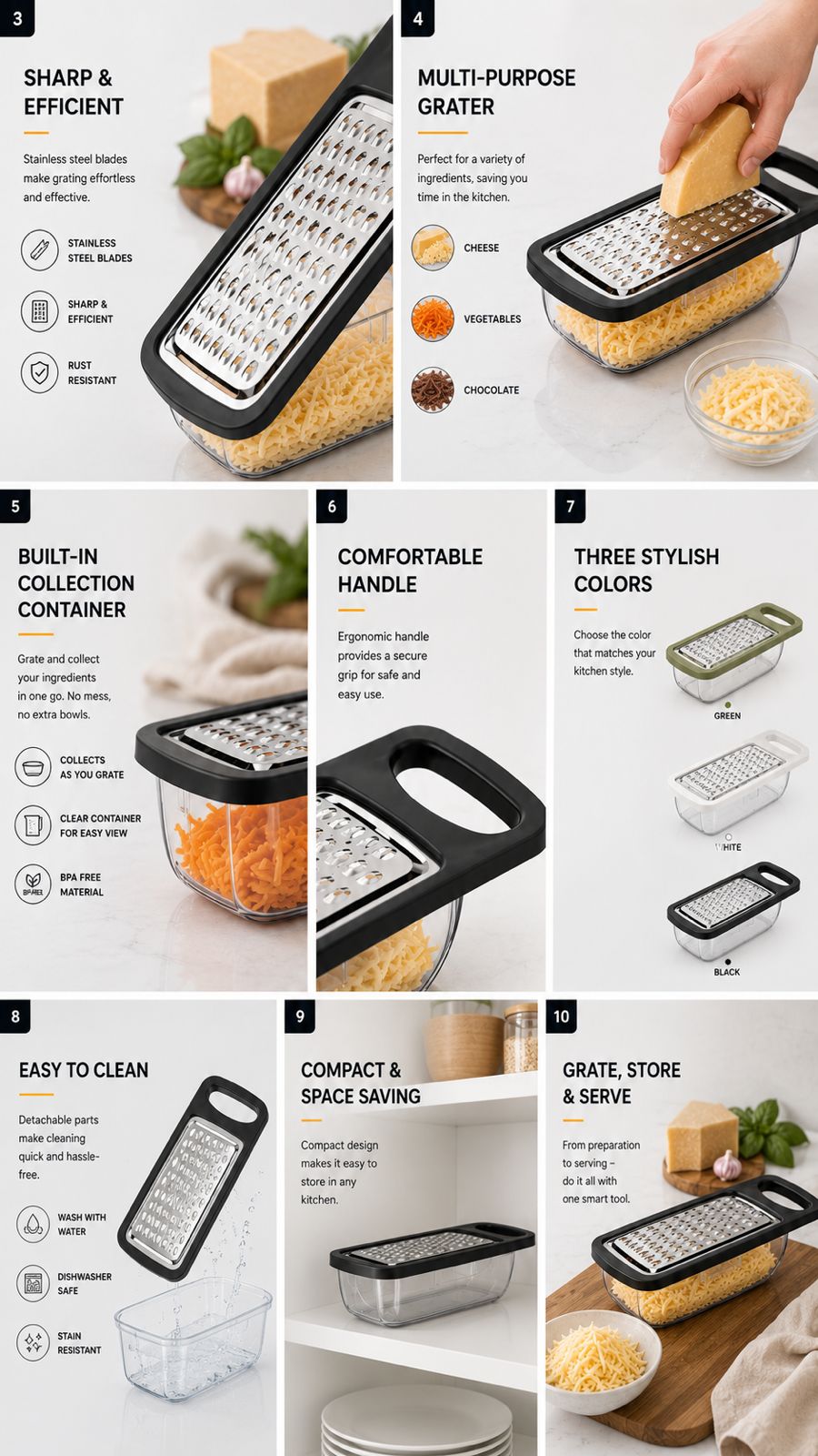 4-in-1 Multi Grater with Storage Case – Kitchen Vegetable Grater