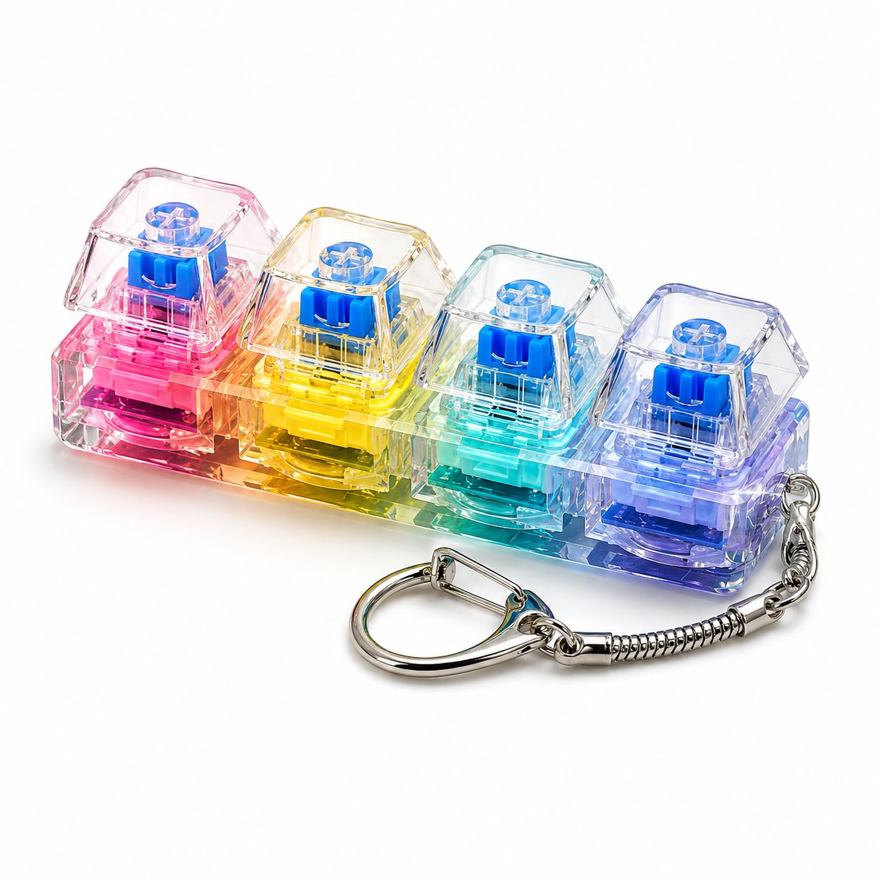 Mechanical Keyboard Switch Fidget Keychain – 4 Key Clicky Stress Toy