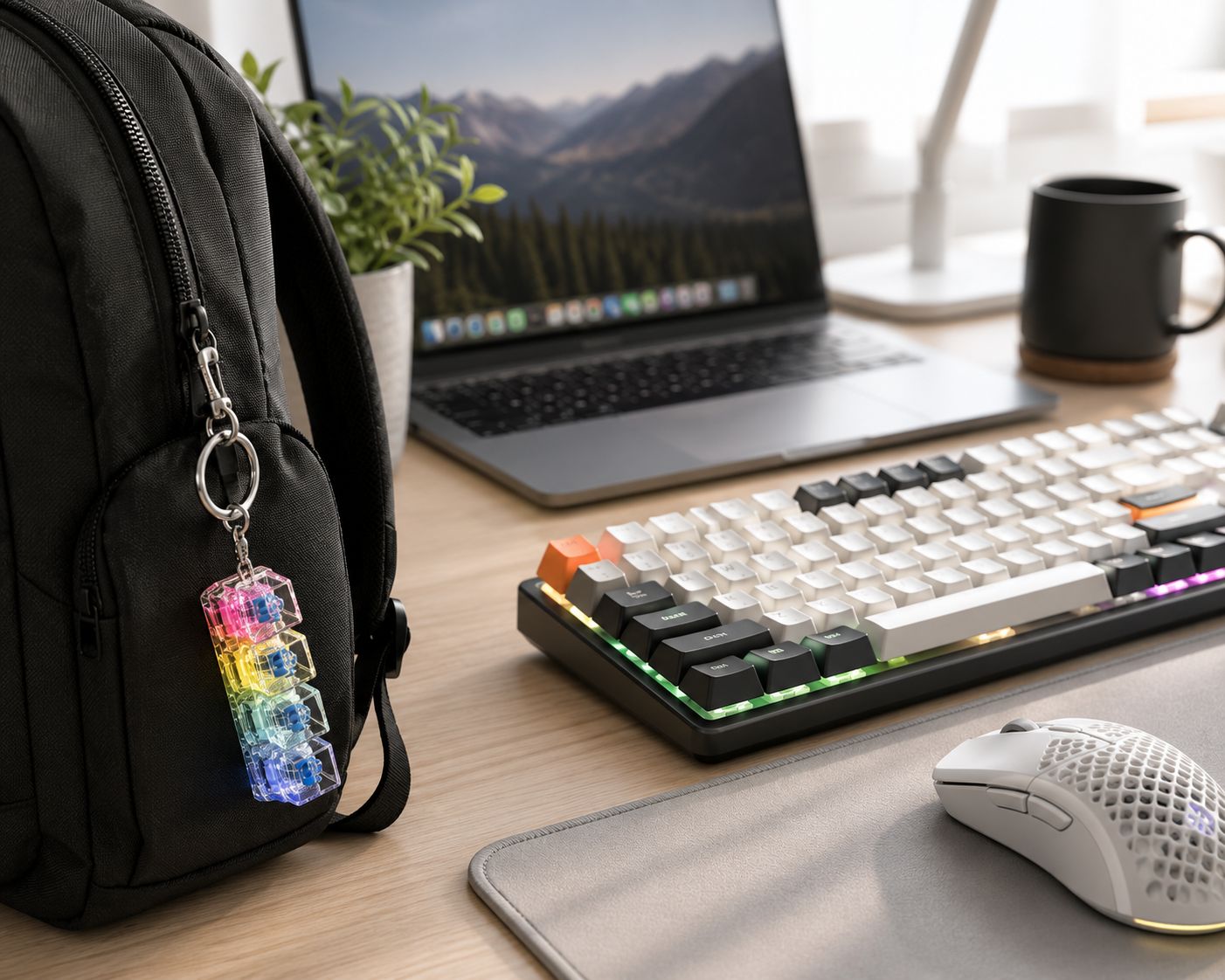 Mechanical Keyboard Switch Fidget Keychain – 4 Key Clicky Stress Toy