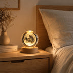 3D Crystal Ball Night Light – Galaxy Solar System LED Base