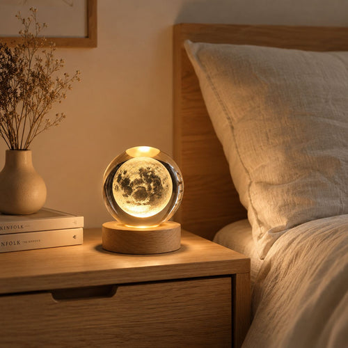 3D Crystal Ball Night Light – Galaxy Solar System LED Base