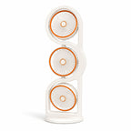 3-Head Foldable Tower Fan – 360° Oscillating with LED Modes