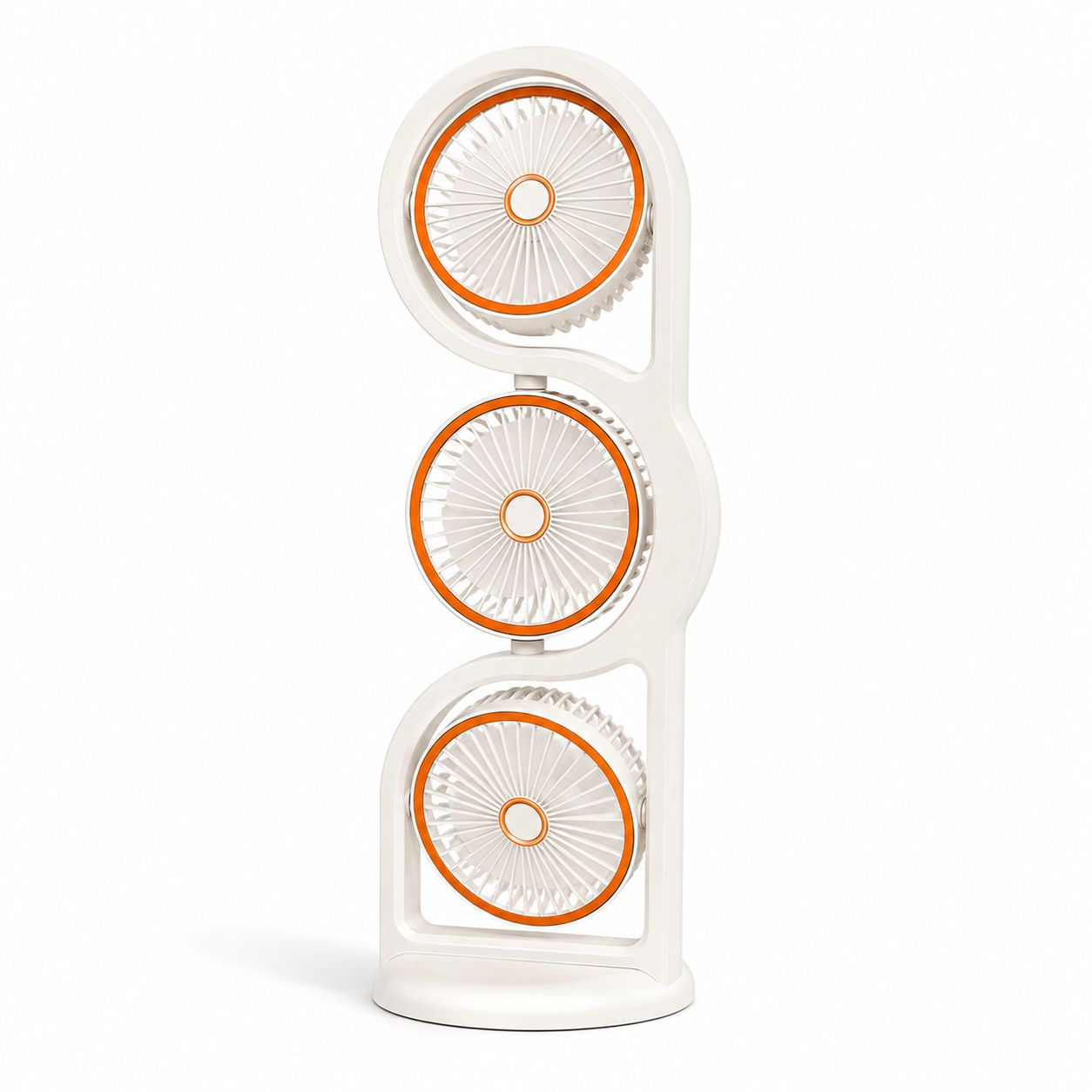3-Head Foldable Tower Fan – 360° Oscillating with LED Modes