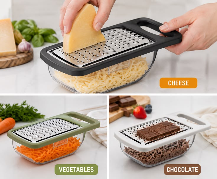 4-in-1 Multi Grater with Storage Case – Kitchen Vegetable Grater