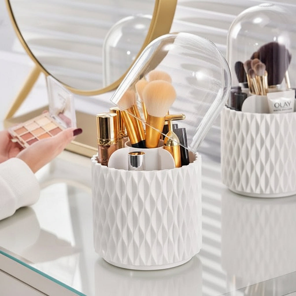 360 Rotating Dustproof Makeup Brush Organizer
